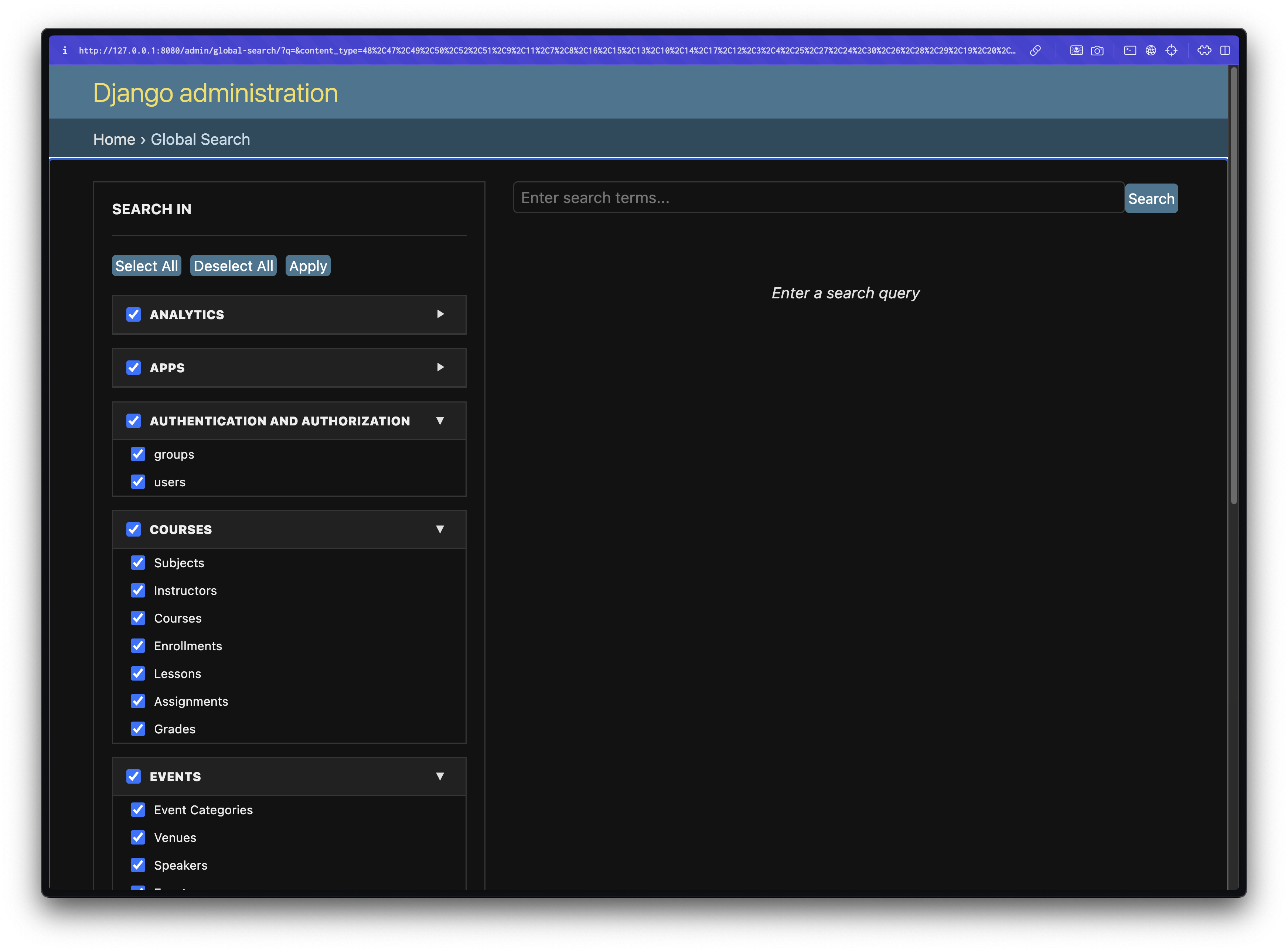 Global Search Interface